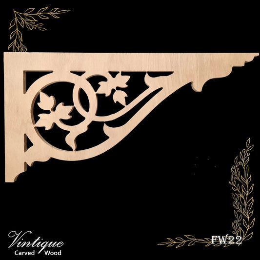 Carved wooden Lace Fretwork Corner -Irishtown (FW22) 695mm x 353mm - Vintique Concepts