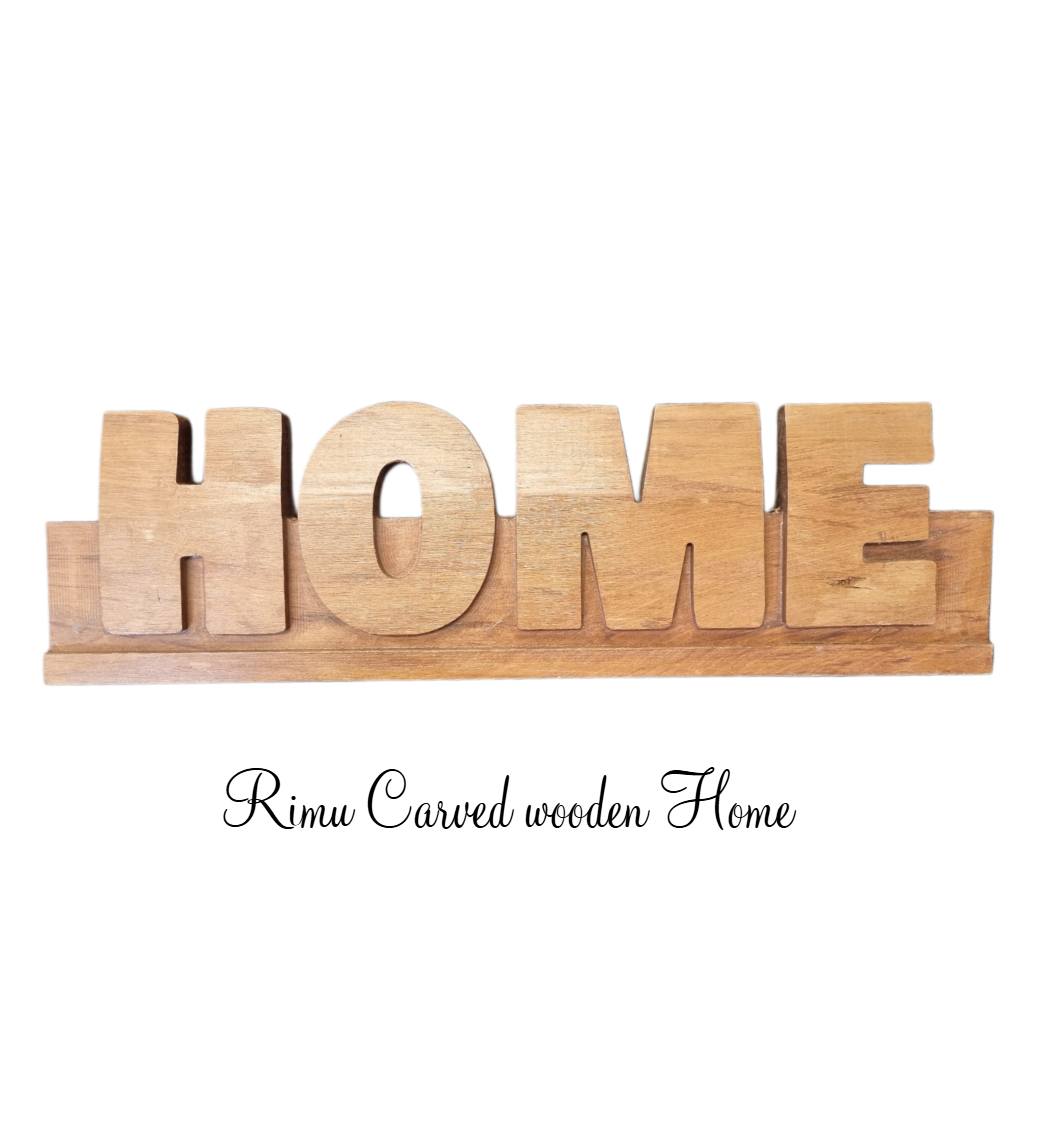 3D Carved wooden recycled Rimu Word sign HOME 420 x 120mm-Vintique Concepts
