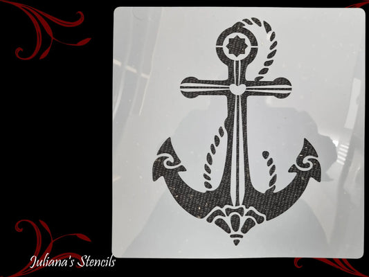 Nautical Anchor with Ring & heart Furniture & wall  Paint Stencil 305 x 305mm - Vintique Concepts