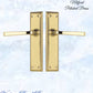 Polished Brass Milford longplate lever door handle 225 x 50mm (4 types)-Vintique Concepts