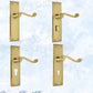 Polished Brass Rect plate/ Wave lever door handle 200x50mm-Vintique Concepts