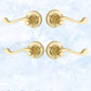 Polished Brass Round Rose base/ Wave lever door handle 68mm dia-Vintique Concepts