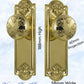 Polished Brass Francais Door knob W/backplate 188mmx58mm-Vintique Concepts