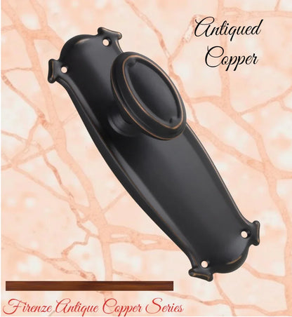 Antiqued Copper Chateau Door knob W/backplate 197 x 68mm - Vintique Concepts