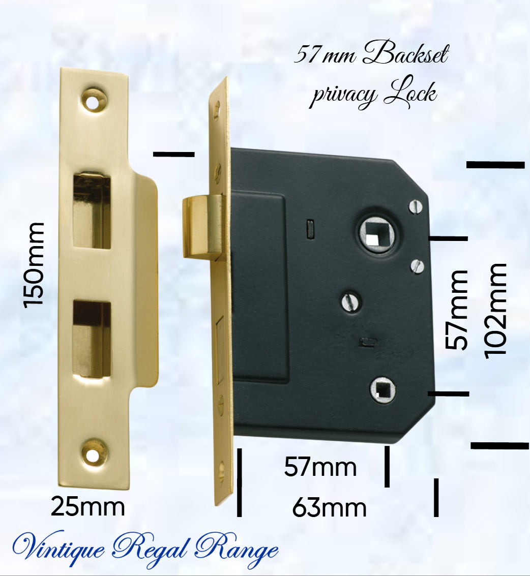 Internal Privacy Lockset & striker plates (57mm Backset) -Various finishes--Vintique Concepts