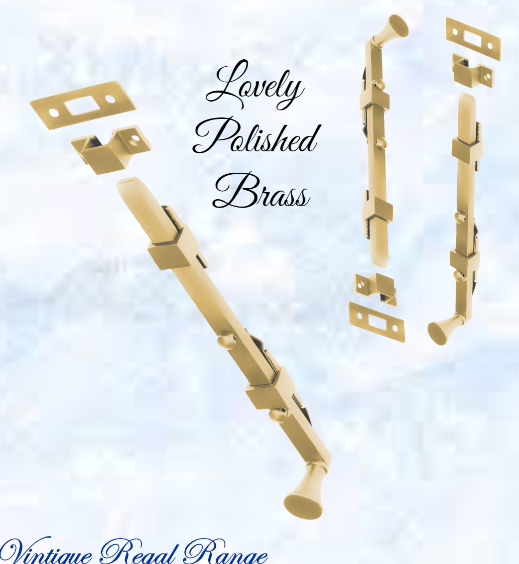 Panic Standard Barrel Bolt -Polished Brass 255mm Long-Vintique Concepts