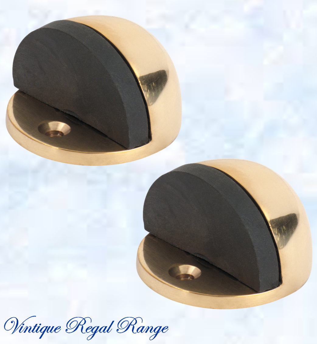 Polished Brass Oval Floor rubber door stop-Vintique Concepts