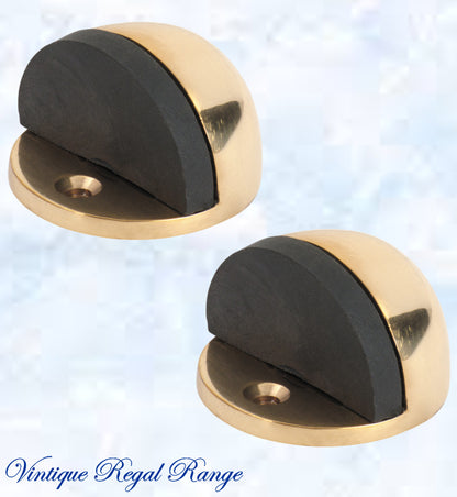 Polished Brass Oval Floor rubber door stop-Vintique Concepts