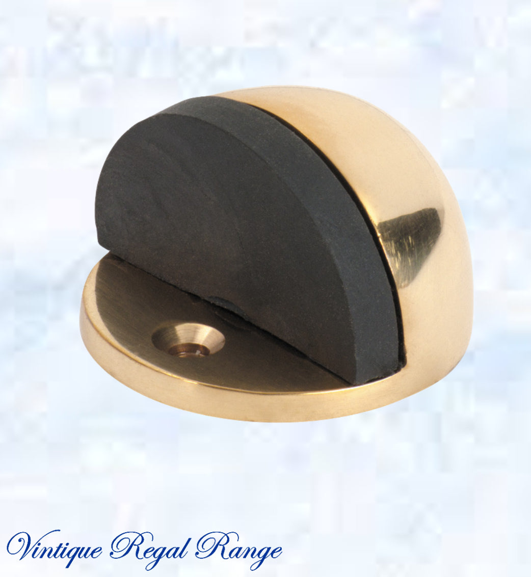Polished Brass Oval Floor rubber door stop-Vintique Concepts