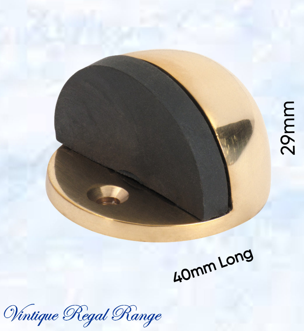 Polished Brass Oval Floor rubber door stop-Vintique Concepts