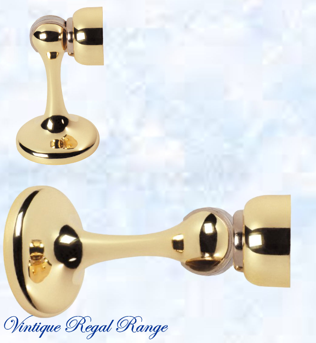 Polished Brass Magnetic door stop 75mm L x 44mm baseplate-Vintique Concepts