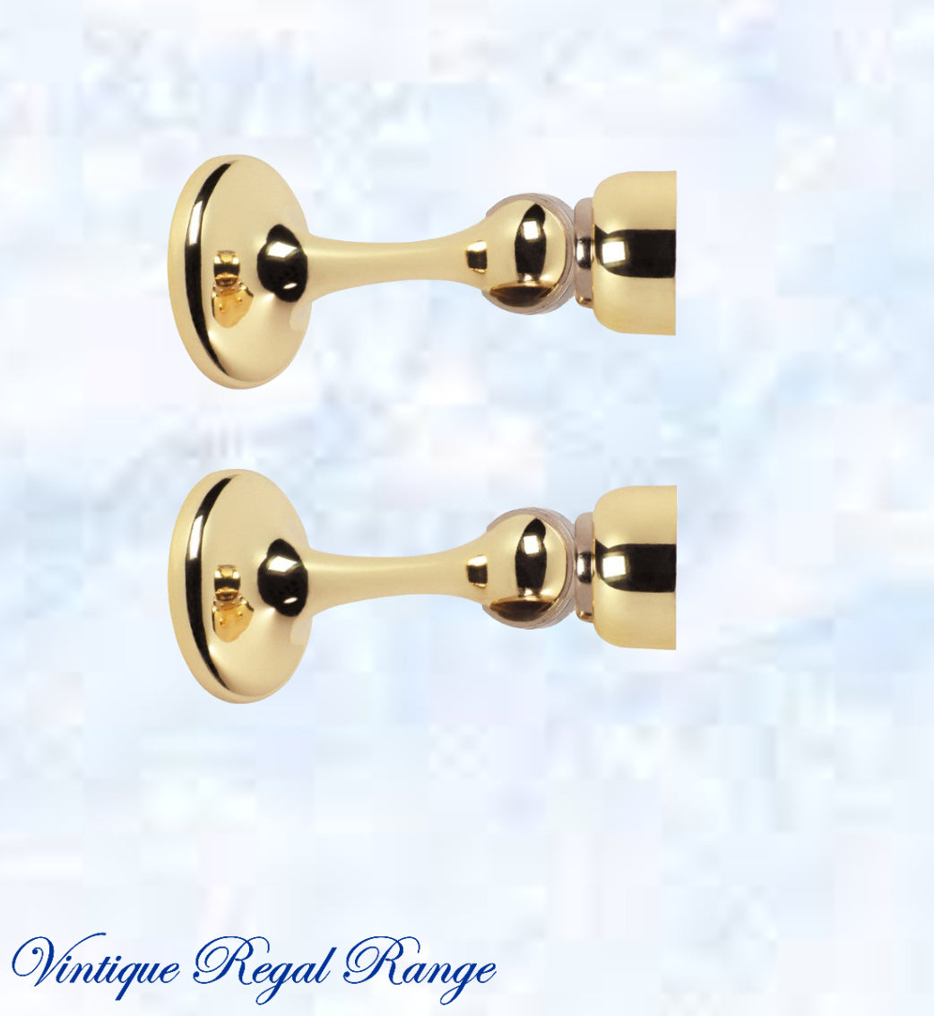 Polished Brass Magnetic door stop 75mm L x 44mm baseplate-Vintique Concepts