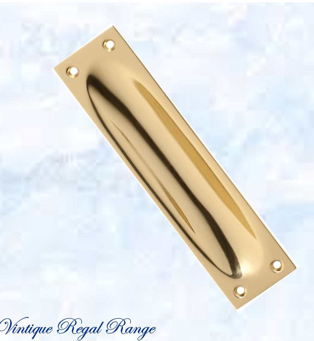 Classico Polished Brass Flush Pull door handle 140mm x 32mm-Vintique Concepts