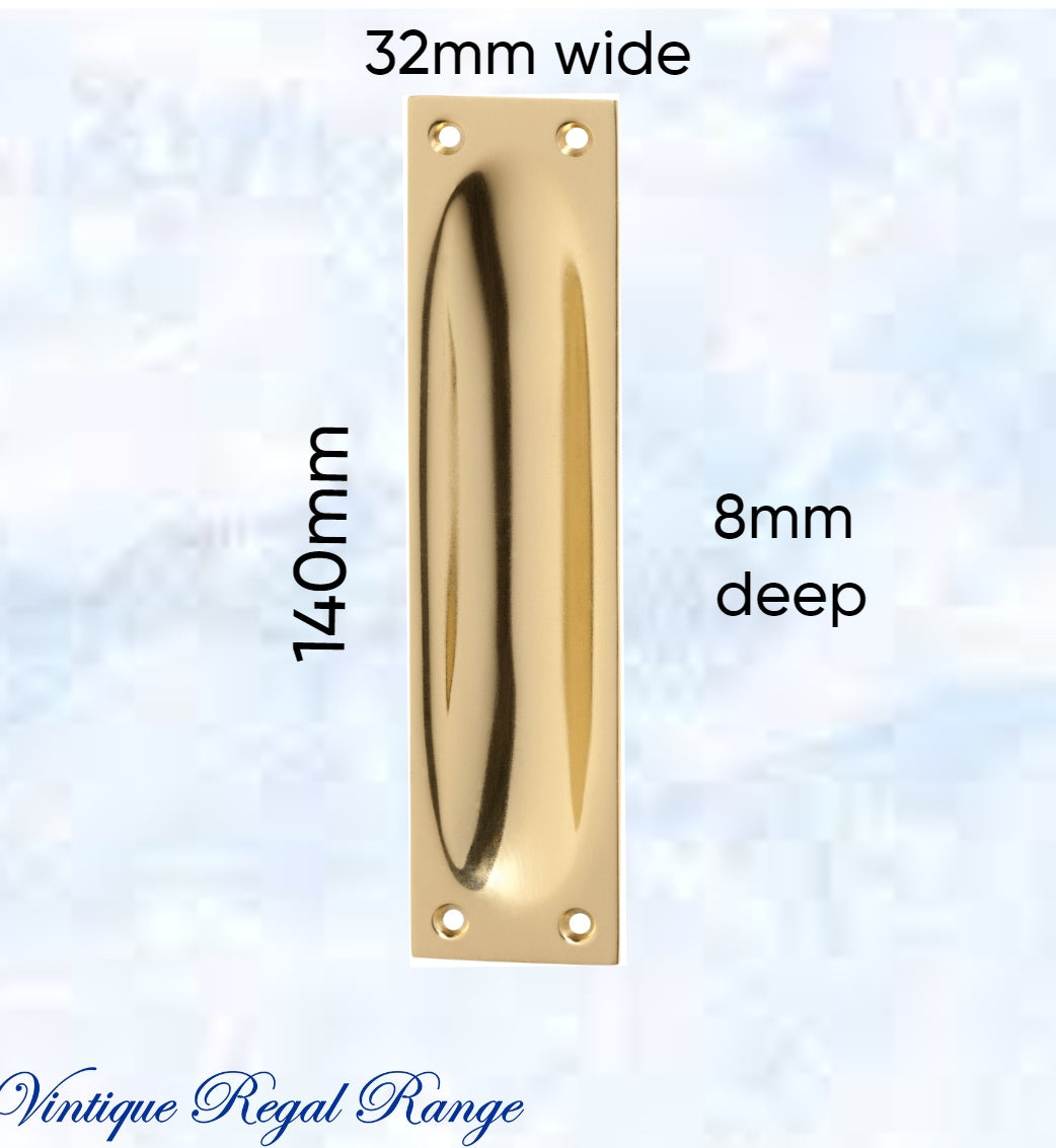 Classico Polished Brass Flush Pull door handle 140mm x 32mm-Vintique Concepts