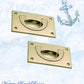 Mariner Polished Brass Ring Flush Pull rect door handle 90x88mm-Vintique Concepts
