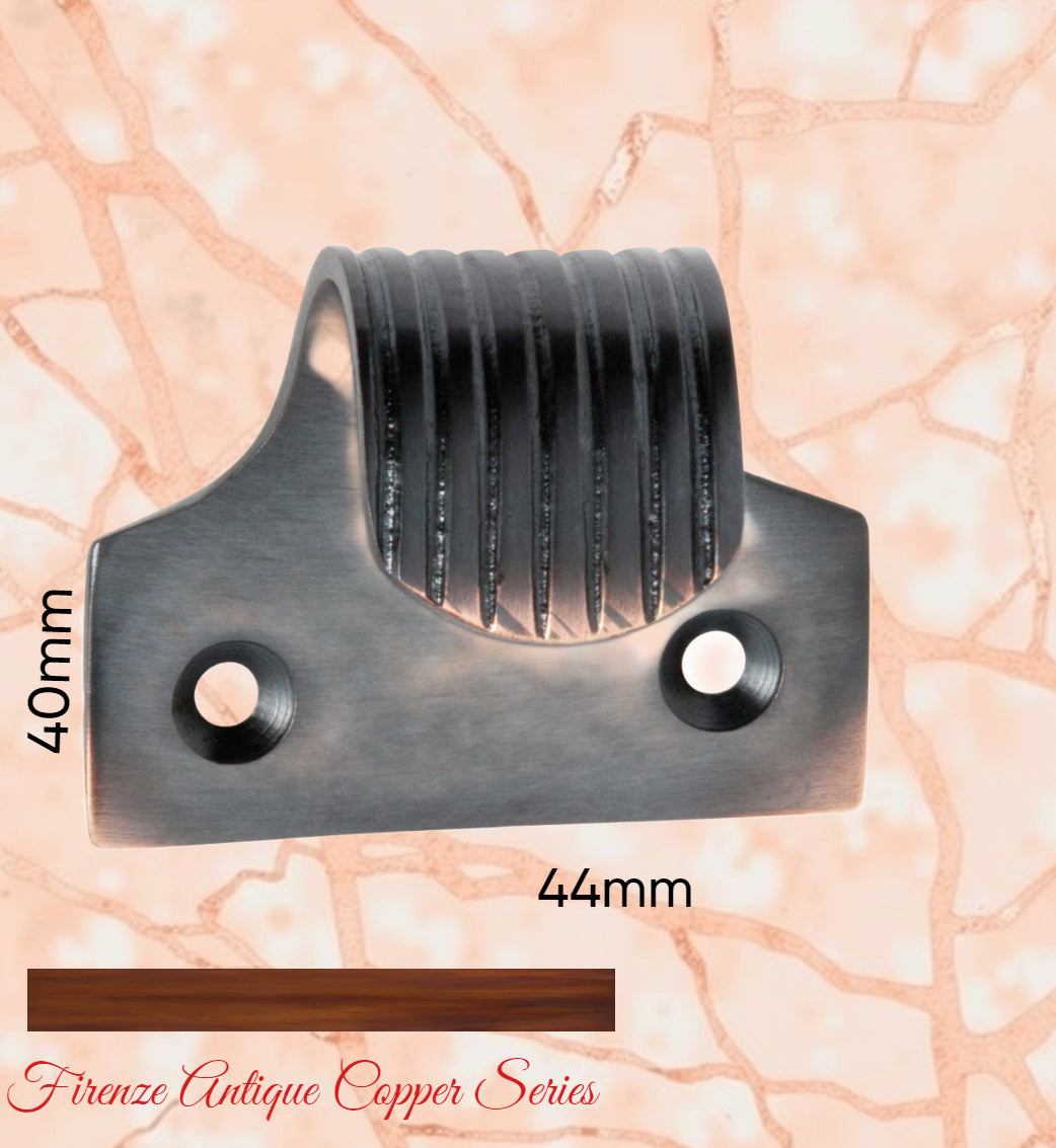 Firenze Antiqued Copper Fluted sash window lift 44mm x 40mm-Vintique Concepts