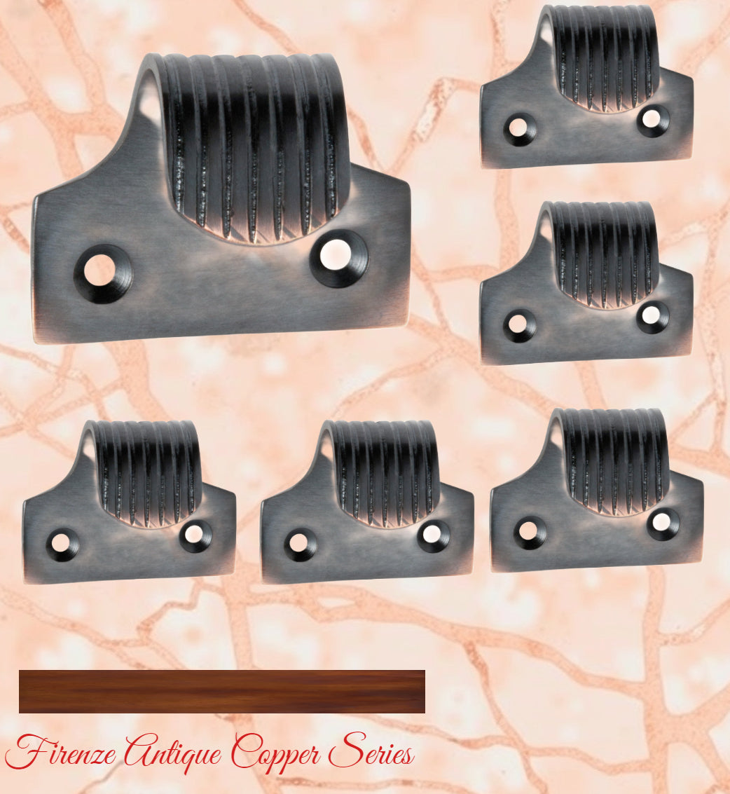 Firenze Antiqued Copper Fluted sash window lift 44mm x 40mm-Vintique Concepts