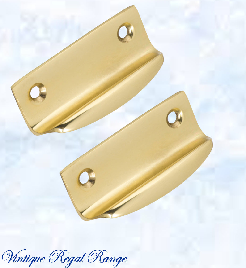 Regal Polished Brass sash Lipped window lift 63 x 32mm-Vintique Concepts