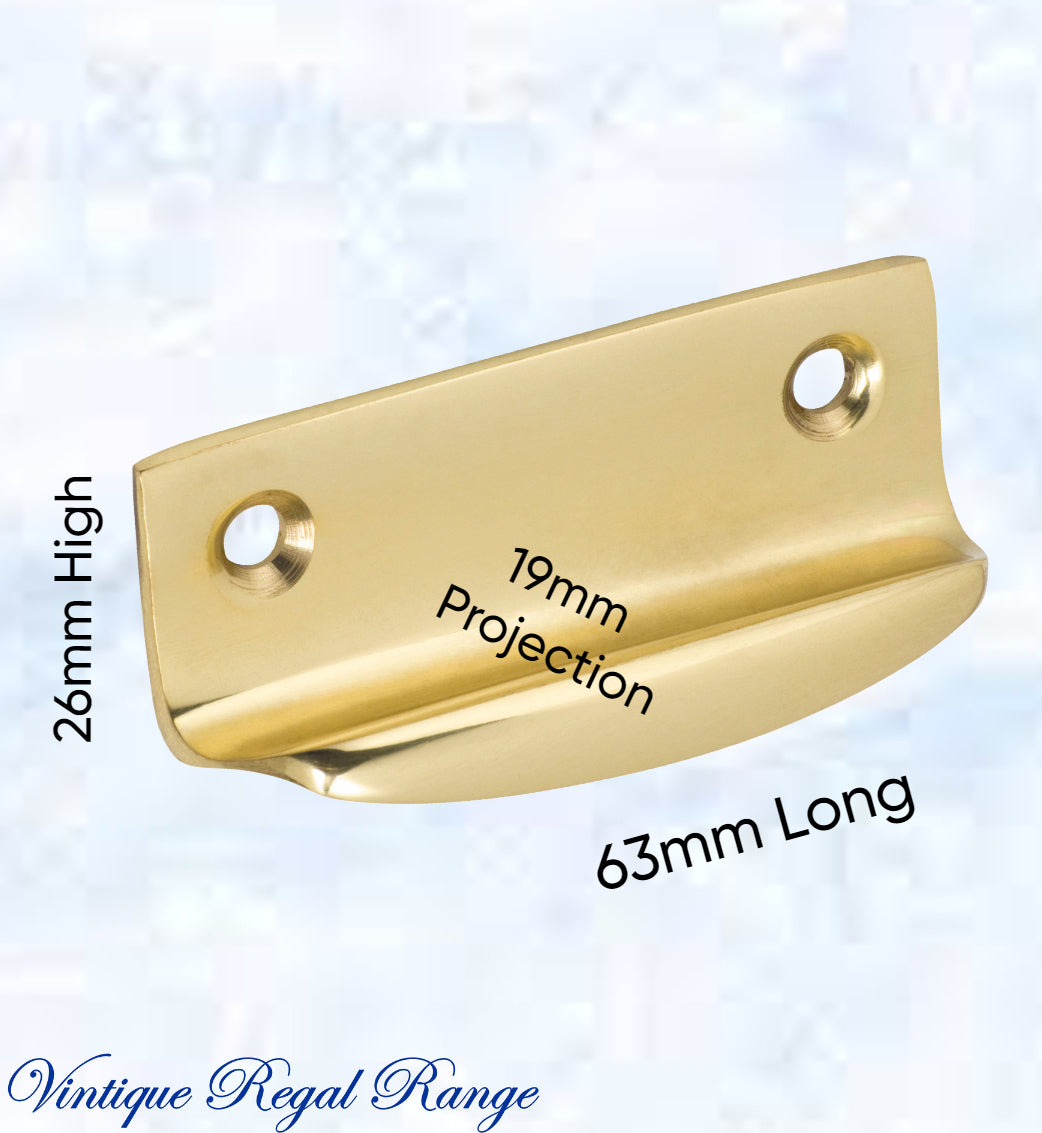 Regal Polished Brass sash Lipped window lift 63 x 32mm-Vintique Concepts