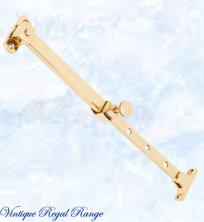 Polished Brass Telescopic window stay 200mm - 295mm Pin Type-Vintique Concepts