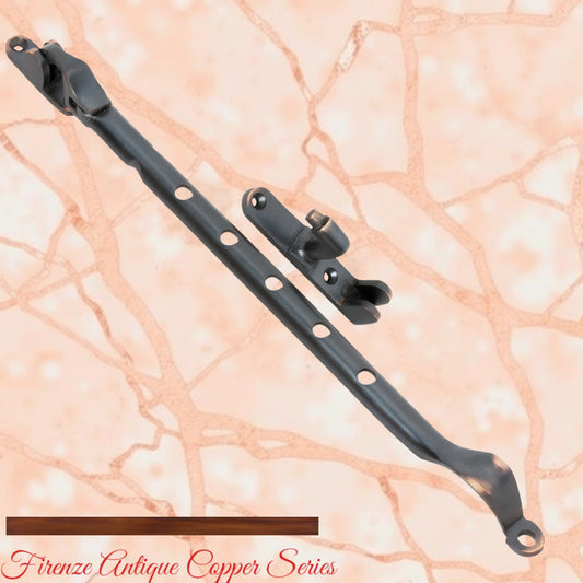Antiqued Copper window stay 300mm with 5 holes-Side Fixed-Vintique Concepts