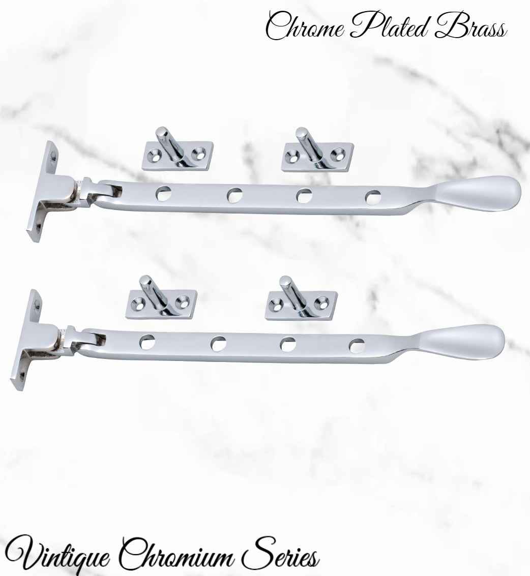 Chrome plated Brass window stay 200mm with 4 holes-Base Fixed (Copy)