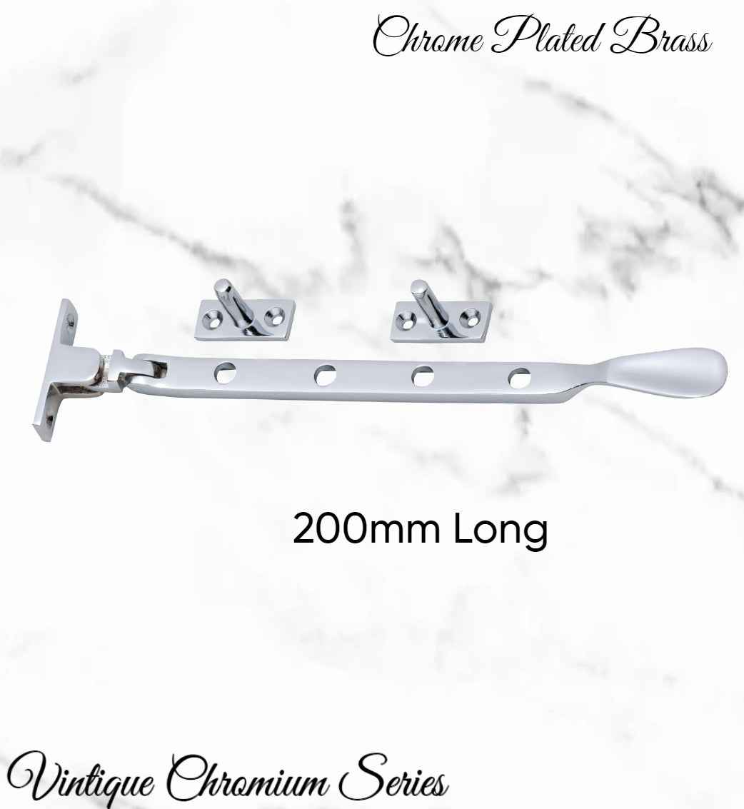 Chrome plated Brass window stay 200mm with 4 holes-Base Fixed (Copy)