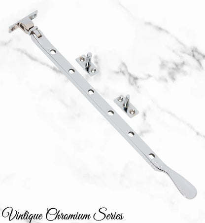 Chrome plated Brass window stay 300mm with 5 holes-Base Fixed-Vintique Concepts
