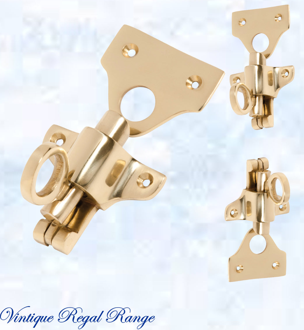 Regal Polished Brass Fanlight Catch 57mm x 50mm-Vintique Concepts
