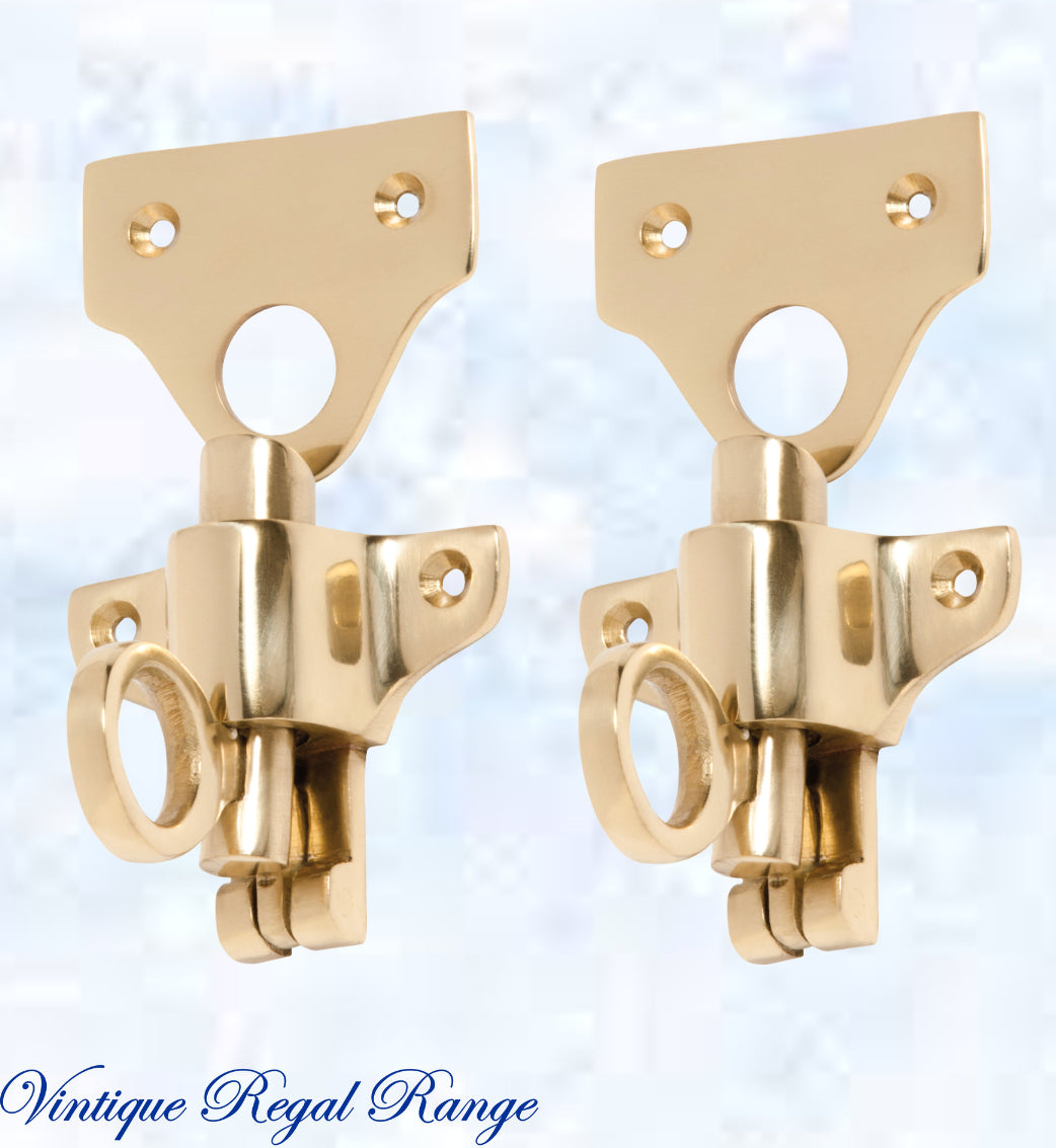 Regal Polished Brass Fanlight Catch 57mm x 50mm-Vintique Concepts