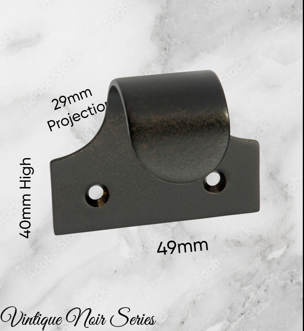 Regal Matt Black Brass Traditional sash window lift 49mm x 40mm-Vintique Concepts