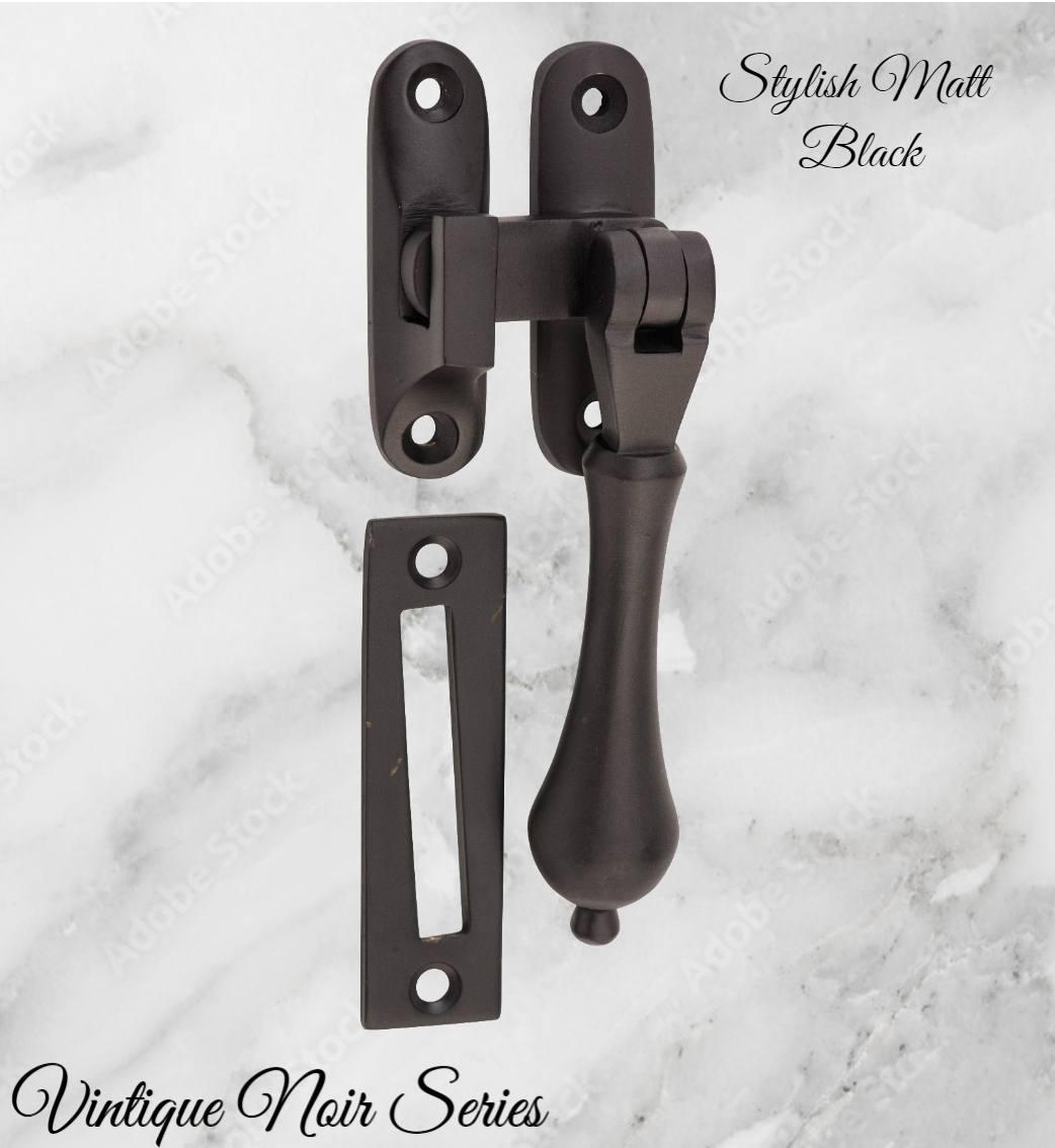 Noir series Black brass teardrop window fastener 40 x 95mm-Vintique Concepts