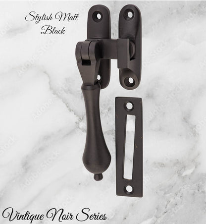 Noir series Black brass teardrop window fastener 40 x 95mm-Vintique Concepts