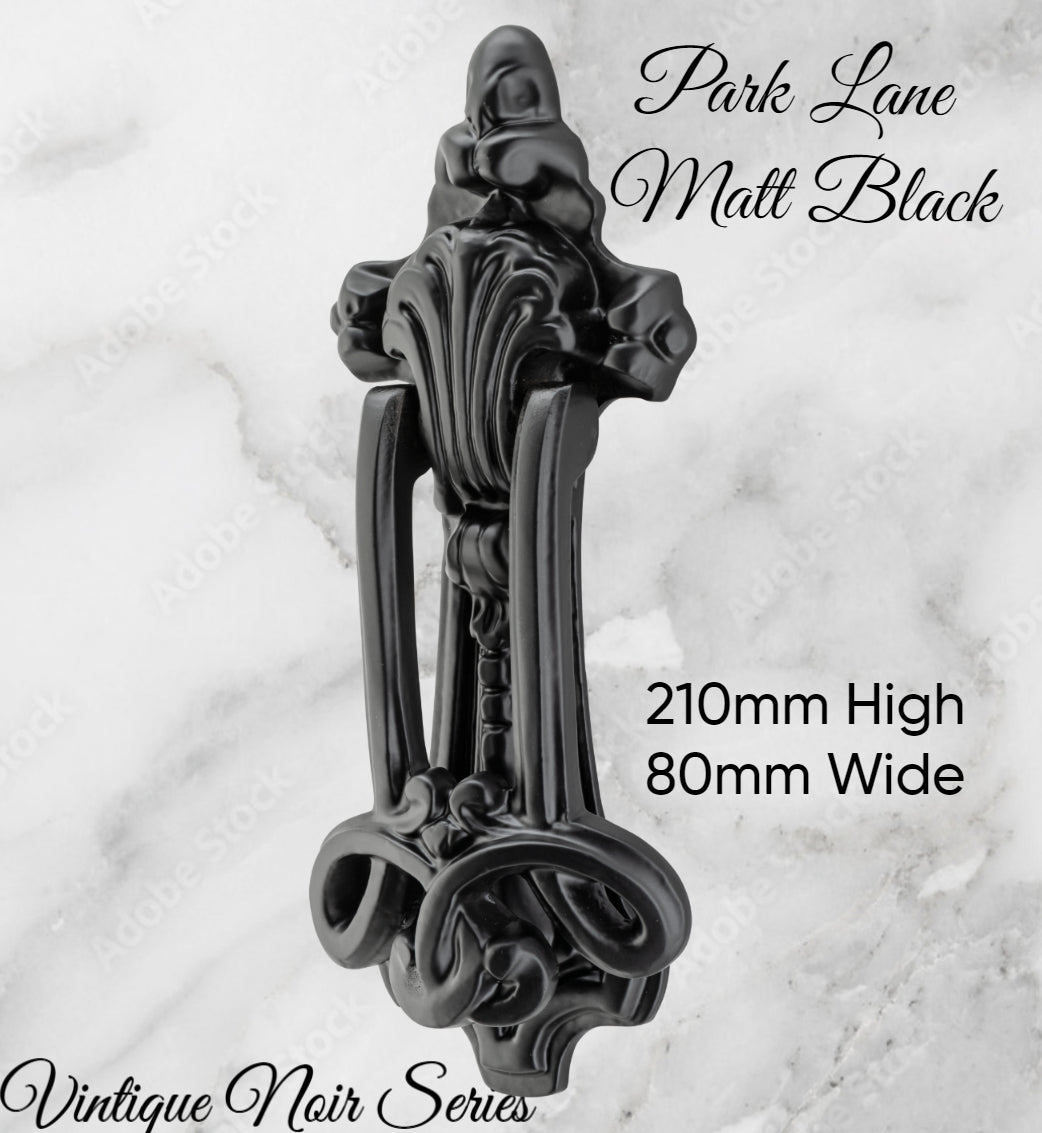 PARK LANE Matt Black Door Knocker-Vintique Concepts