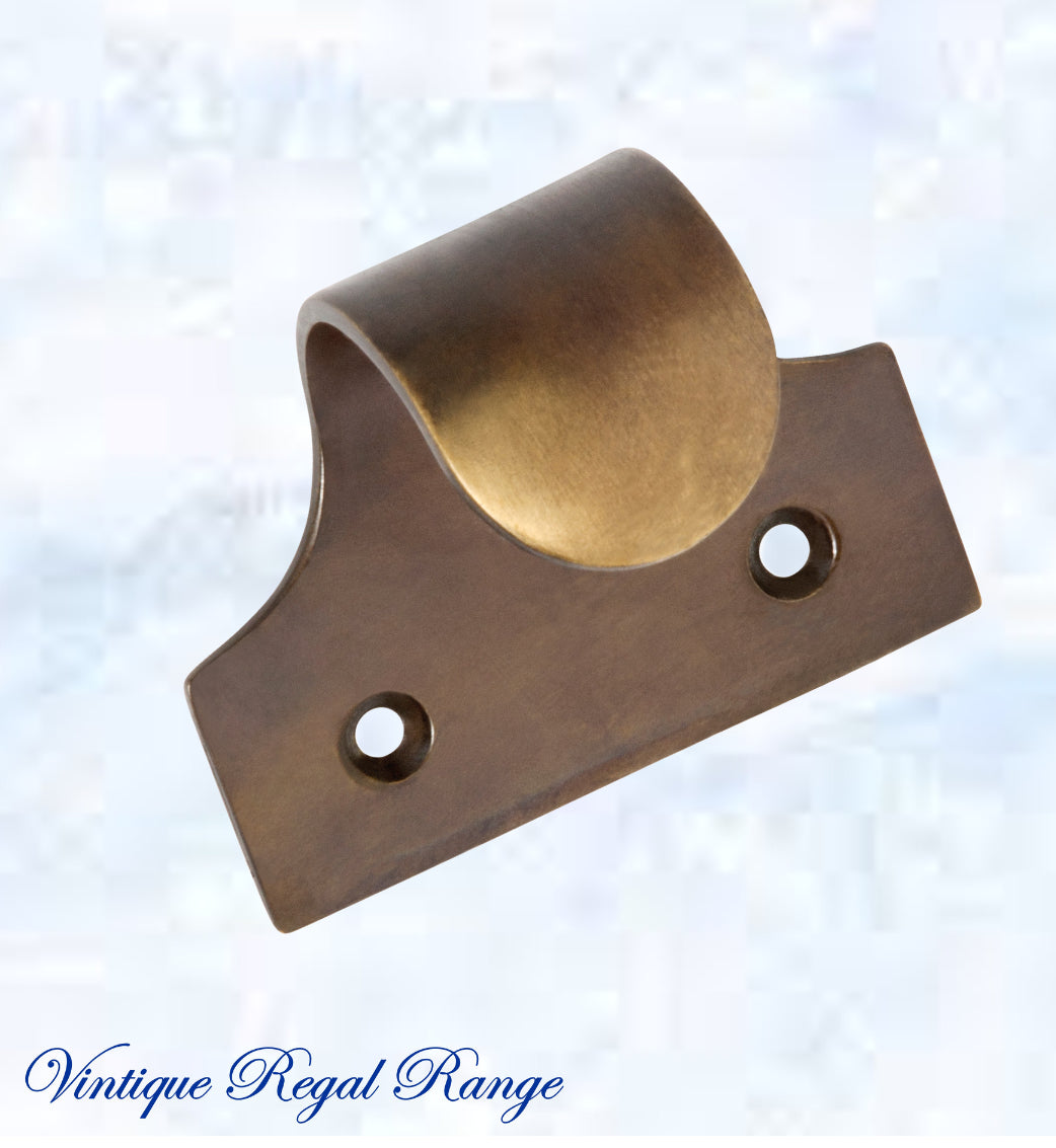 Regal ANTIQUED Brass Traditional sash window lift 49mm x 40mm-Vintique Concepts