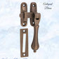 Antiqued brass teardrop window fastener 50 x 95mm Long reach-Vintique Concepts
