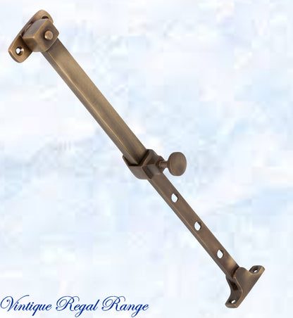 Antiqued Brass Telescopic window stay 200mm - 295mm Pin Type-Vintique Concepts