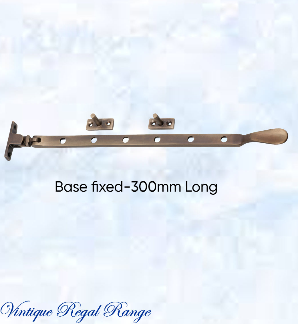 Antiqued Brass window stay 300mm with 5 holes-Base Fixed-Vintique Concepts
