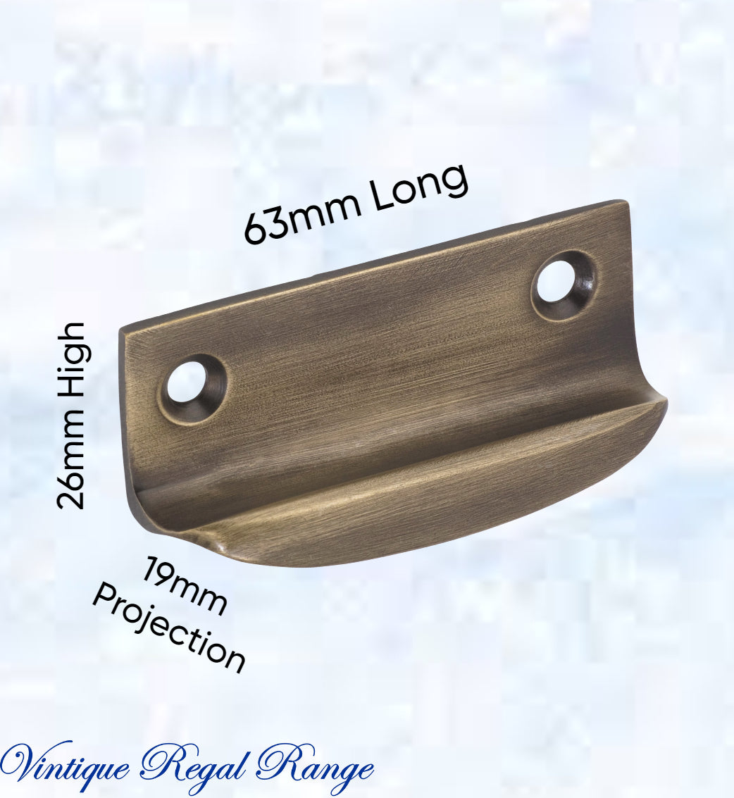 Regal Antiqued Brass sash Lipped window lift 63 x 32mm (Copy)-Vintique Concepts