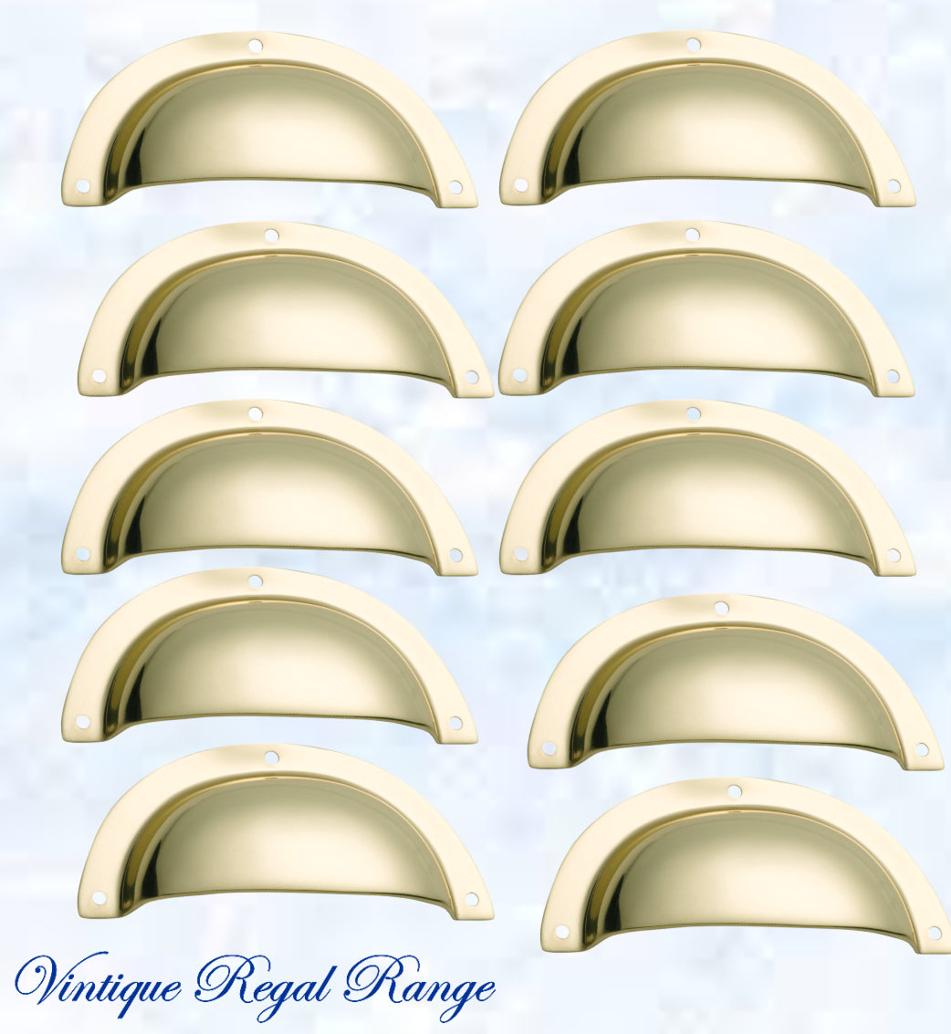 Regal Polished Brass Classico smooth Cup Drawer pull-Vintique Concepts