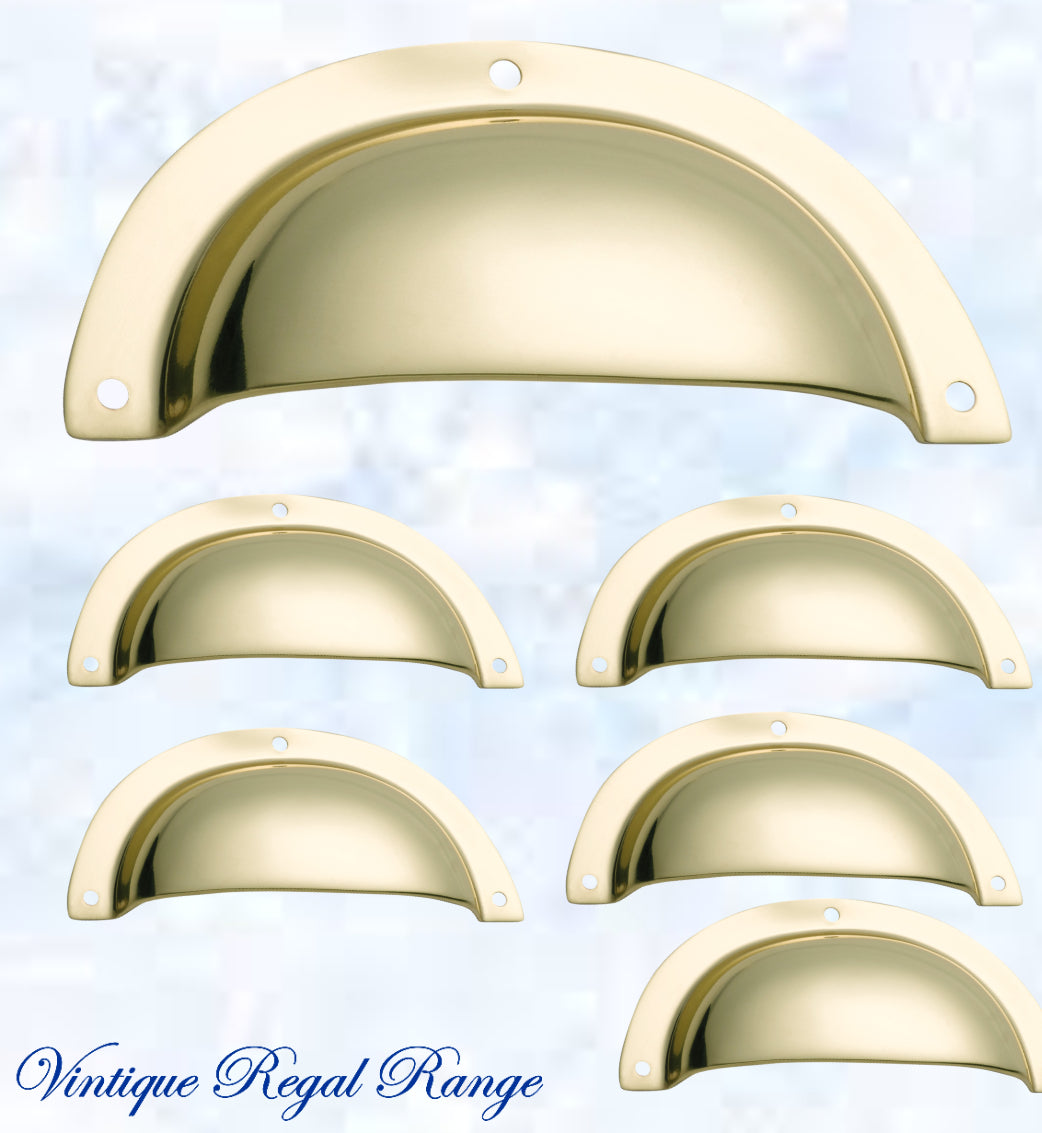 Regal Polished Brass Classico smooth Cup Drawer pull-Vintique Concepts