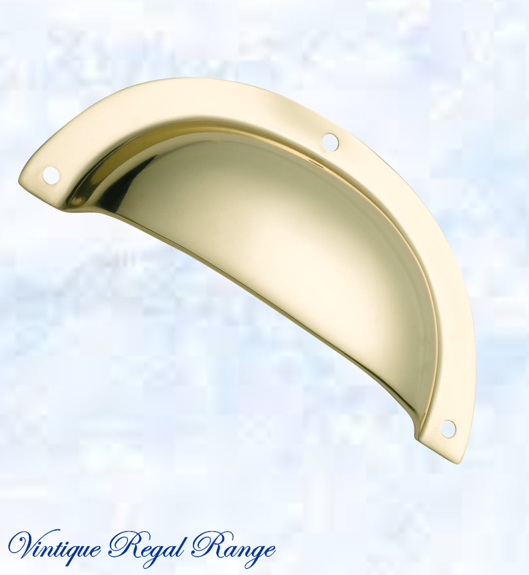 Regal Polished Brass Classico smooth Cup Drawer pull-Vintique Concepts