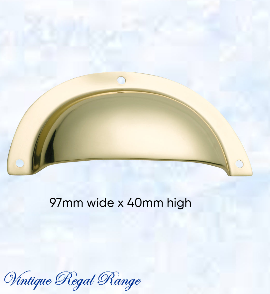 Regal Polished Brass Classico smooth Cup Drawer pull-Vintique Concepts