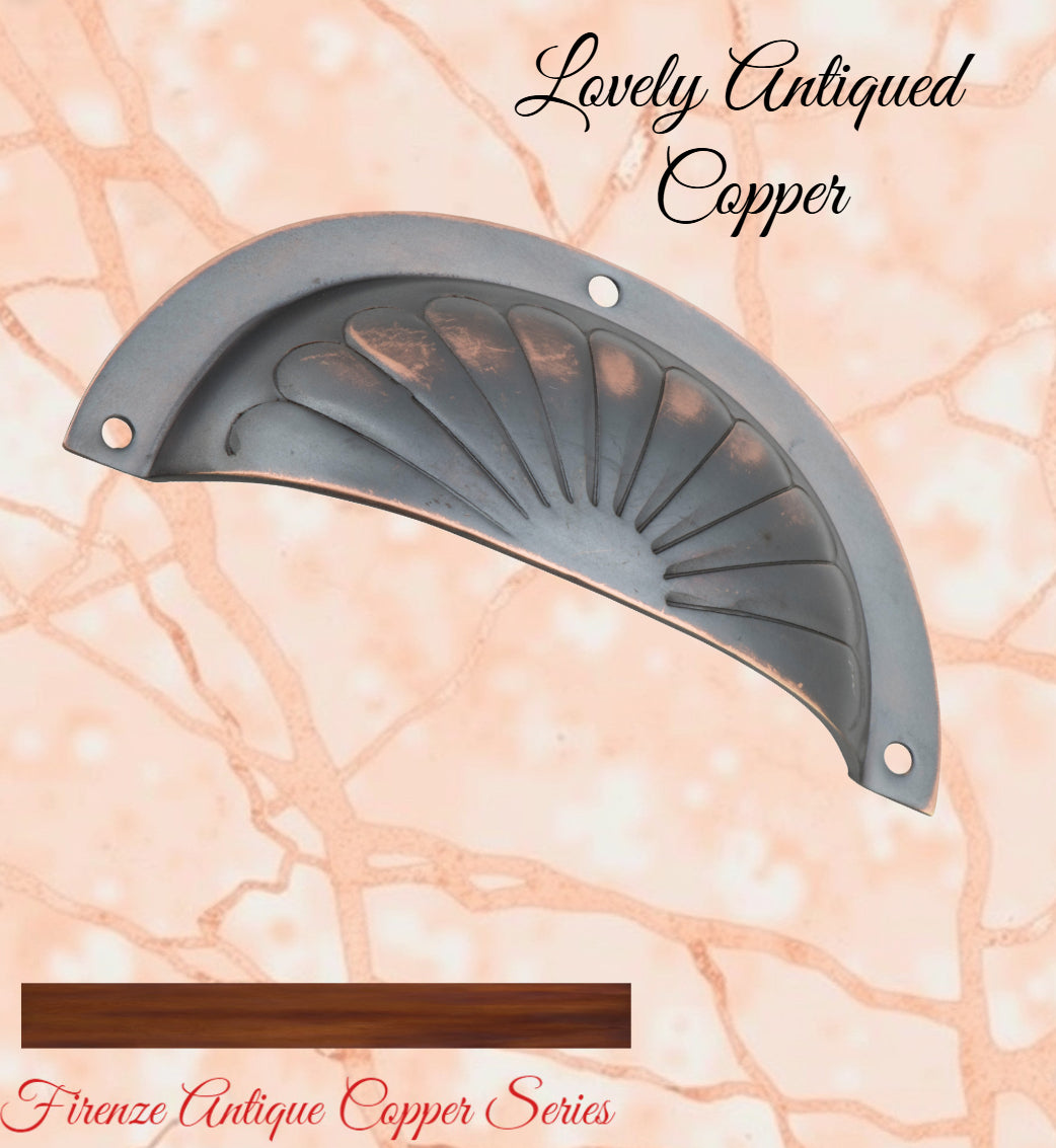 Regal Antiqued Copper Classico Fluted Cup Drawer pull-Vintique Concepts