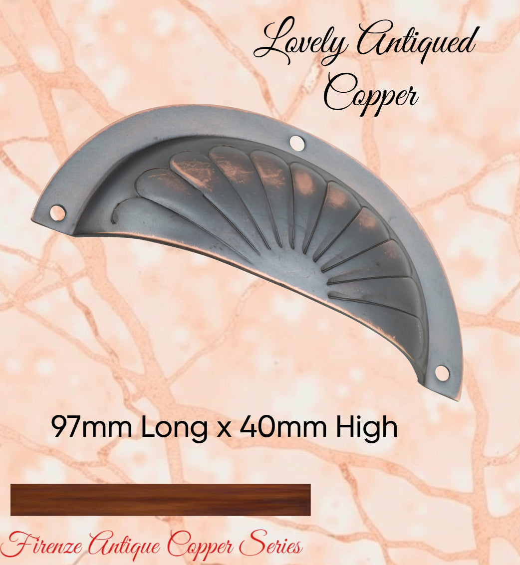 Regal Antiqued Copper Classico Fluted Cup Drawer pull-Vintique Concepts