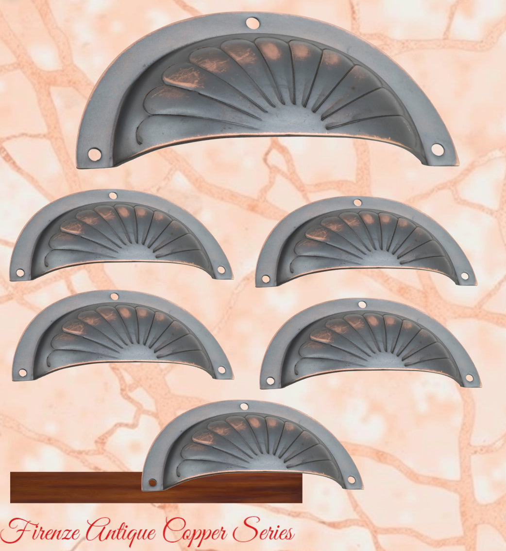 Regal Antiqued Copper Classico Fluted Cup Drawer pull-Vintique Concepts