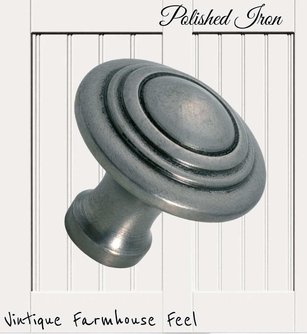 Farmhouse Polished Iron Ringed Knob (3 sizes)-Vintique Concepts