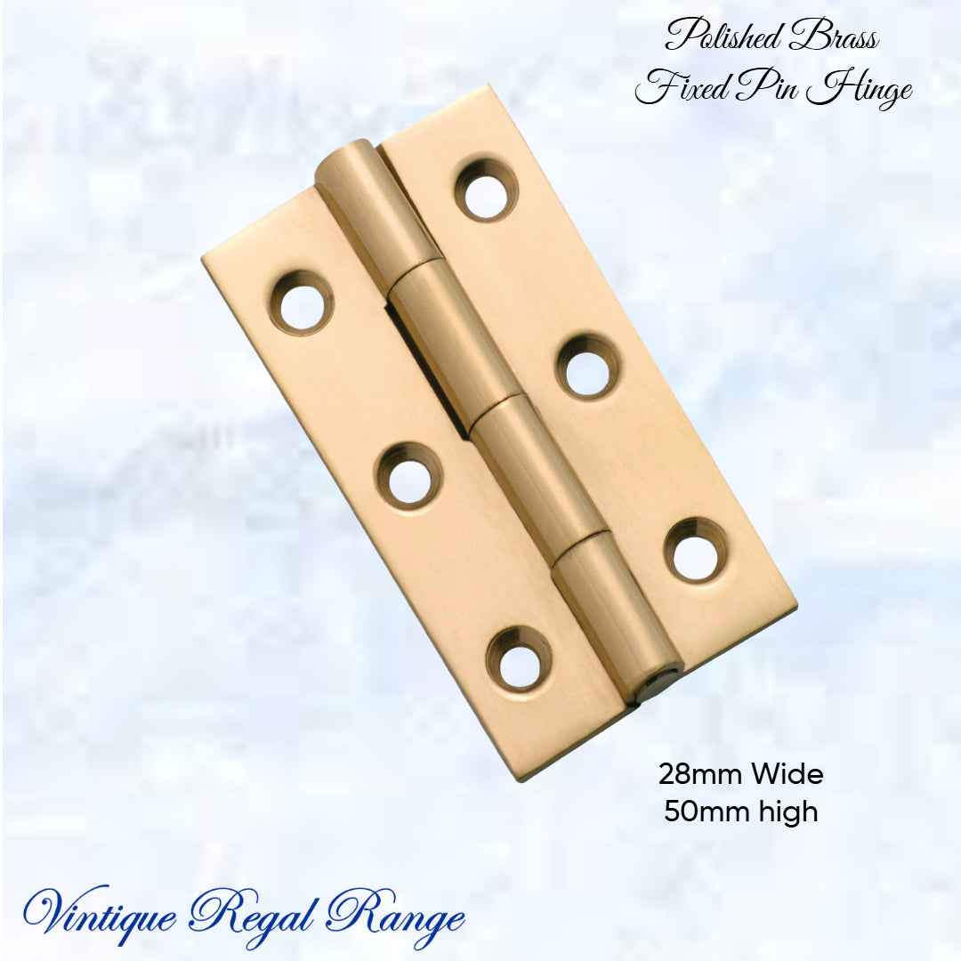 Solid Polish Brass Fixed Pin Butt hinge for cabinets (various sizes) (Copy)