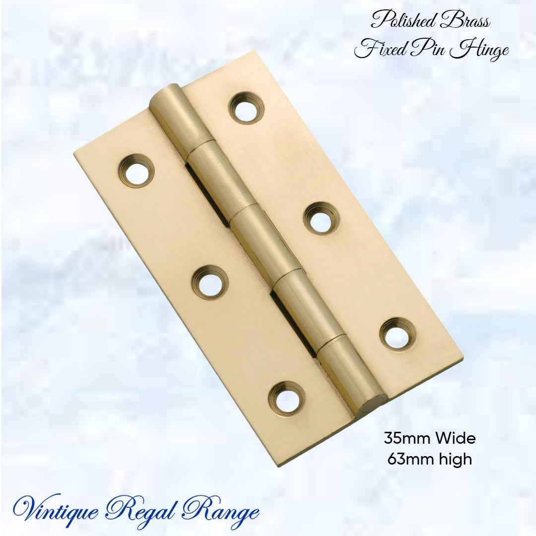 Solid Polish Brass Fixed Pin Butt hinge for cabinets (various sizes) (Copy)