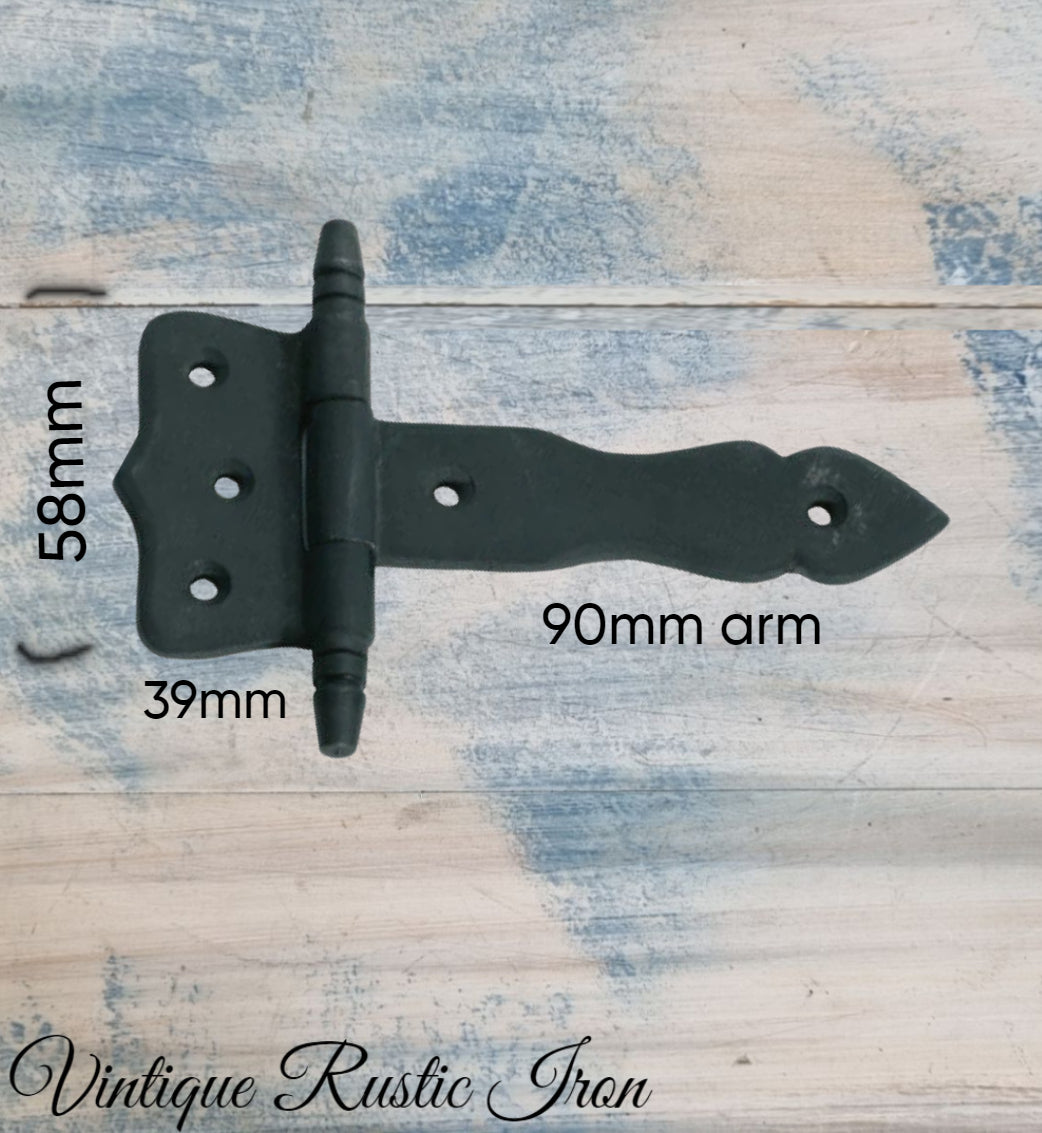 Rustic Iron Henry's Long Tonge door or gate hinge 90mm arm-Vintique Concepts